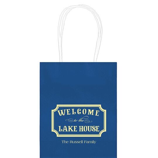 Welcome to the Lake House Sign Mini Twisted Handled Bags